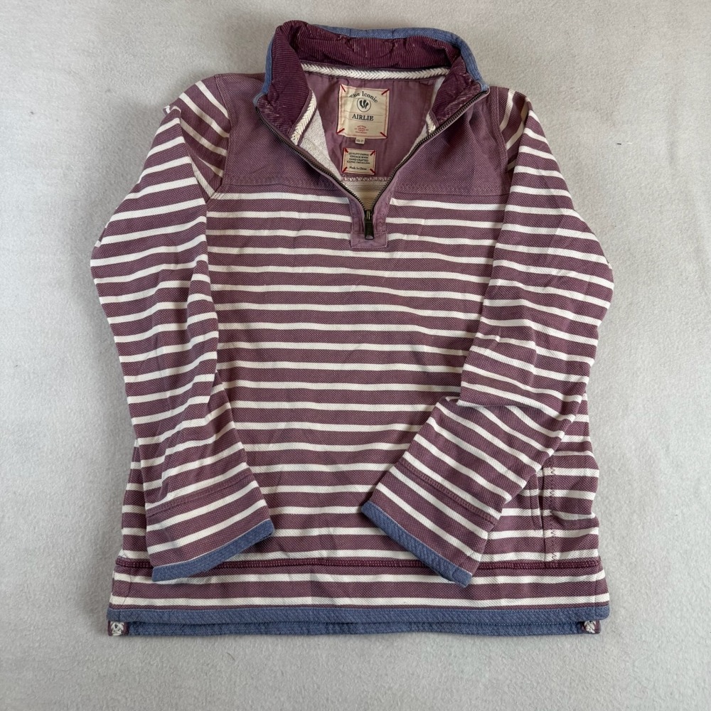 Fat Face The Iconic Airlie Striped Quarter Zip Sweatshirt Purple Womens 4